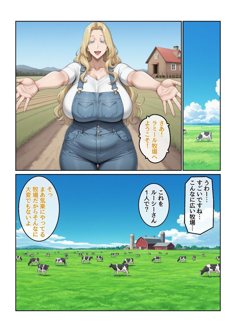 【総集編】ホームステイ先の爆乳ブロンド美女に雌牛コスで誘惑されてイチャラブ種付け生活 モザイク版｜ハレノヒ｜エロ漫画 9ページ目