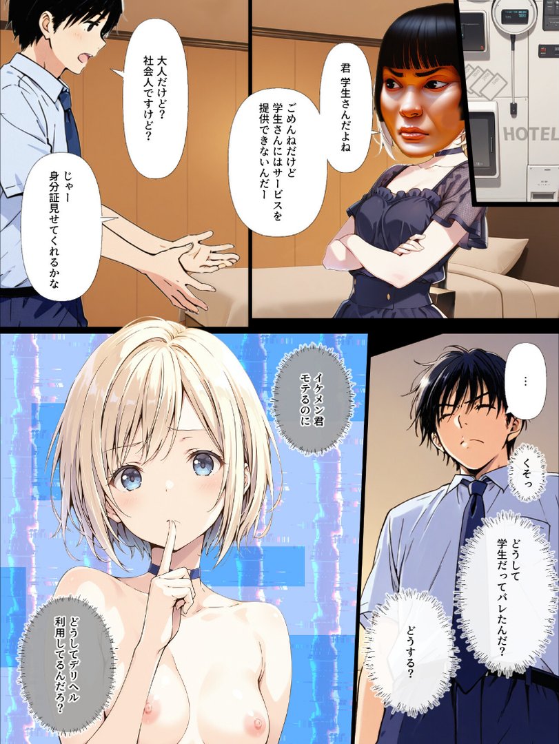 AIデリヘルで顔面偽装した教え子が来た！→素顔バレ生中出し【モザイク版】｜てんでしゅがー｜エロ漫画 2ページ目