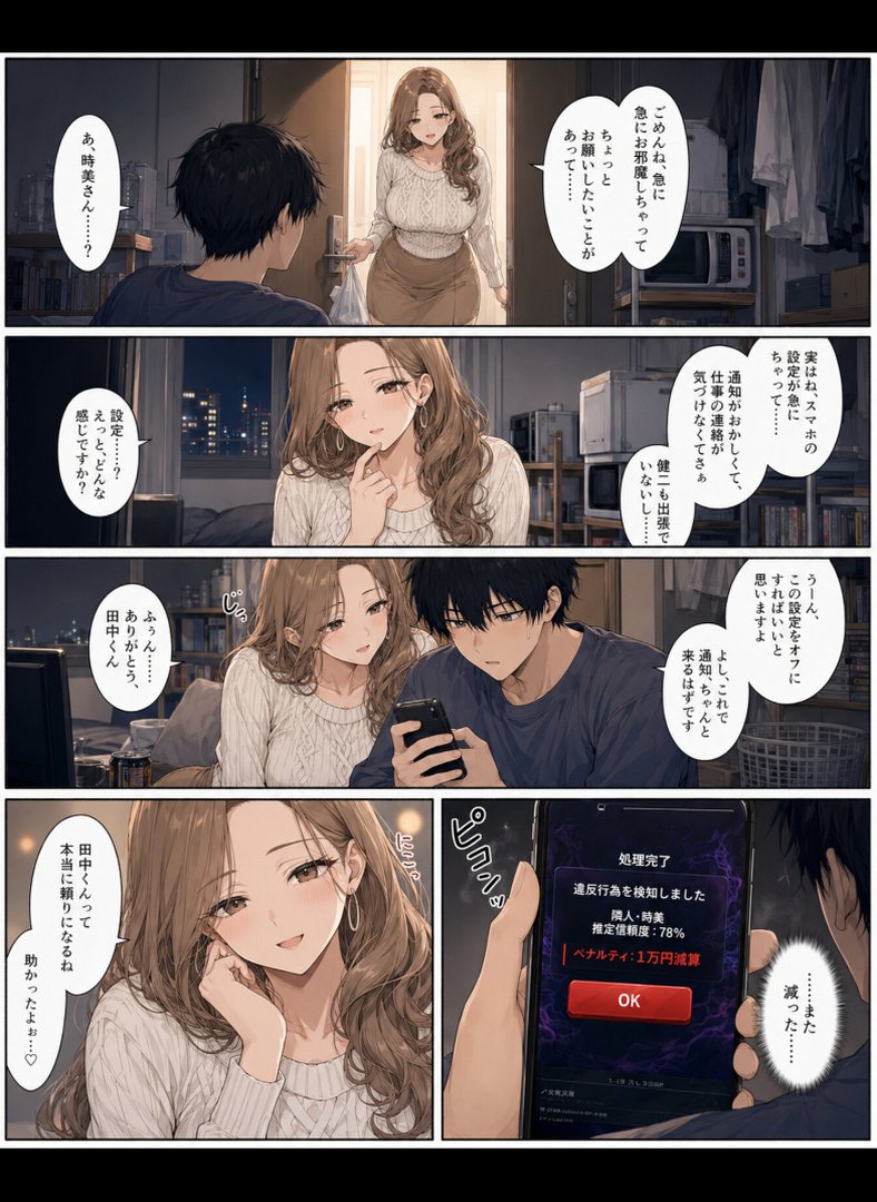 押すたび、1万円消えるボタン…その度に隣の人妻が誘惑してくる。【モザイク版】｜かわいいラボ｜エロ漫画 7ページ目