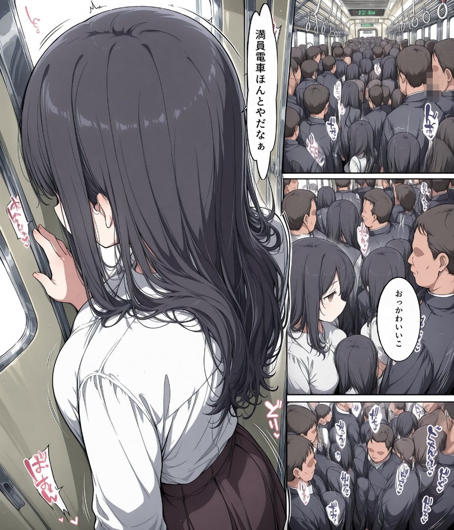 真面目な女子校生が朝の満員電車で執拗に痴●された話【モザイク版】｜かわいいラボ｜エロ漫画 3ページ目