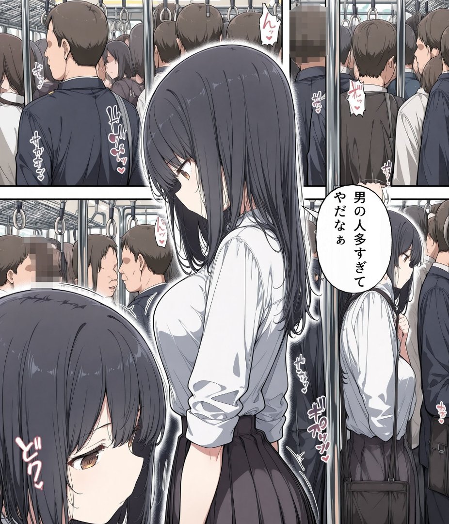 真面目な女子校生が朝の満員電車で執拗に痴●された話【モザイク版】｜かわいいラボ｜エロ漫画 4ページ目