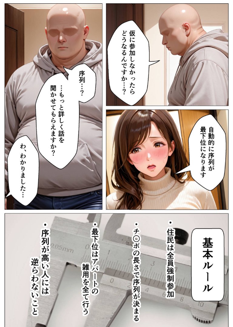俺のアパートはチンポの長さで序列が決まる世界【モザイク版】｜オナット製造｜エロ漫画 3ページ目