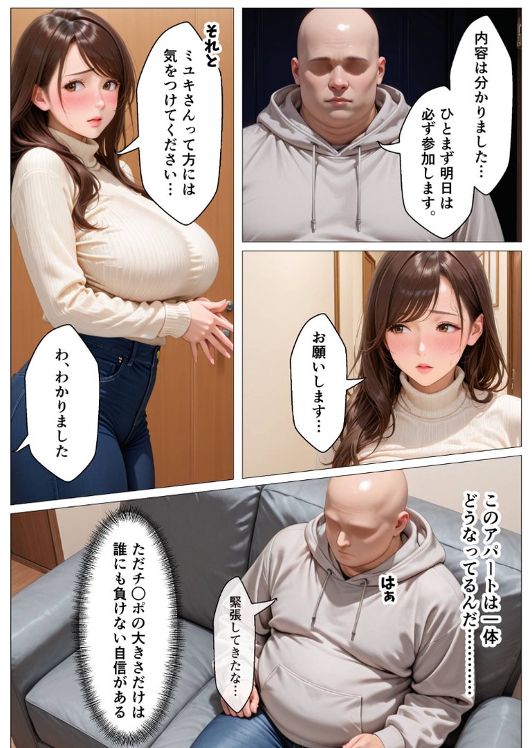 俺のアパートはチンポの長さで序列が決まる世界【モザイク版】｜オナット製造｜エロ漫画 4ページ目